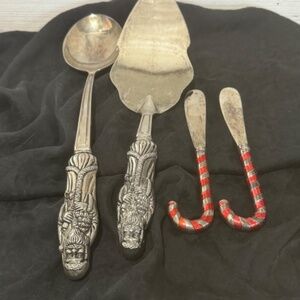 Godinger Silver Art Co LTD Pie/Cake Server And Knife Christmas Set 4